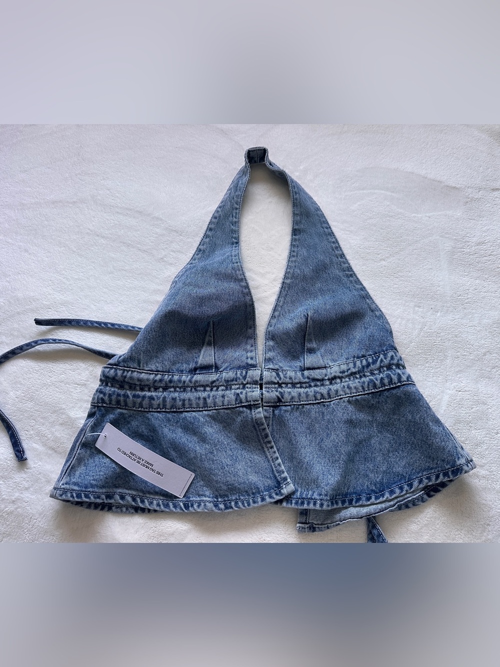 Princess Polly Sequoia Denim Halter Top Size US 4 NWT